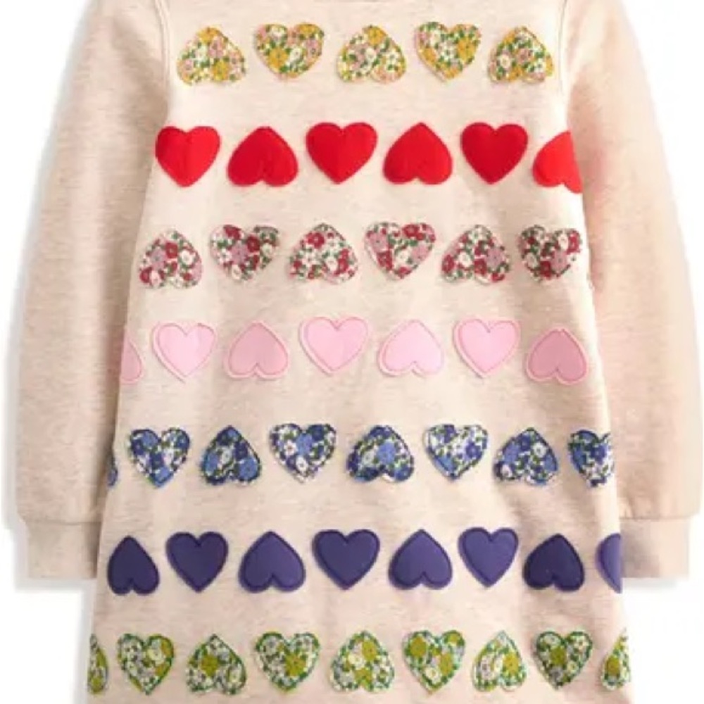 Mini Boden Ida Heart Appliqué Sweatshirt Dress plus 2 matching leggings NWT